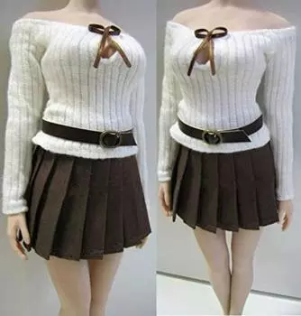 scale action figure coffee style high school girl sexy skirt and belt set and head not [TOYBARJAPAN] 1/6 sweater, (body included)