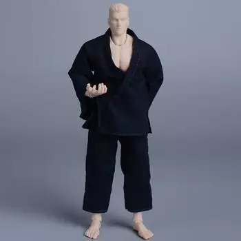 Scale Male Female Universal Movable Action Figure Costume Shaolin Wudang Kung Fu Cultivation Exercise Not Dark Blue 1/12 Temple, Clothes, Clothes,