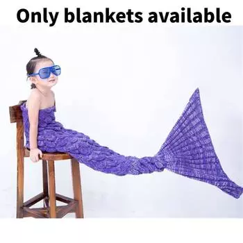 Scale Vintage Fish Pattern Mermaid Woollen Blanket Knitted Cozy Autum Spring Purple Kid