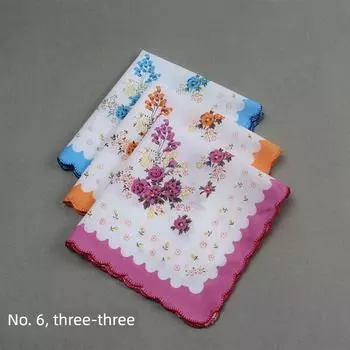 Scallop Cotton Vintage Sweat-Absorbent Refreshing Floral Handkerchief No. 6 Style 3