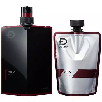 Scalp D Шампунь с держателем для замены, набор для жирной кожи, объем Anfa для мужчин + 2 предмета, не содержащий силикона, квази-препарат