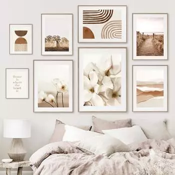 Скандинавия, настенная живопись на холсте, цветок, дерево, пляж, абстрактный пейзаж, постеры и принты, фотографии для декора гостиной 21x30cm No Frame