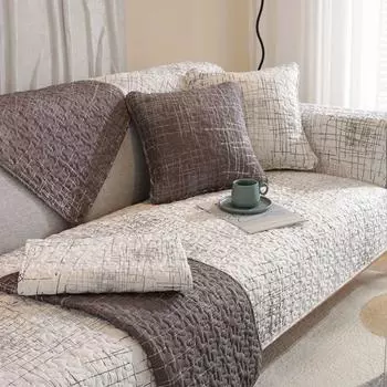 Scandinavian Cotton Sofa Cushion Fabric All Year Round Neutral Pure Cotton Minimalist Modern Leather Non Slip All-Inclusive Universal Cover Cover North Rhyme-Ink White 70*70cm