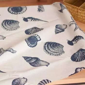 Scandinavian Ins Conch Cotton and Linen Simplicity Stripes Tablecloth American Table Cloth Coffee Table Cloth Fabric Rectangular Table Mat Conch (edge sealing) 65*65cm