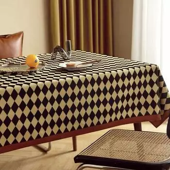 Scandinavian Rhombus Gingham Tablecloth Home Decoration Long Table round Table Tablecloth Fabric Tea Table Cloth Ins Dustproof Cover Cloth SAE02 60x 40cm (small cover towel)