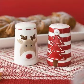 Scandinavian Santa Claus Ceramic Salt and Pepper Shaker Creative Embossed Peppermill High-Quality Seasoning Bottle, Best for Christmas