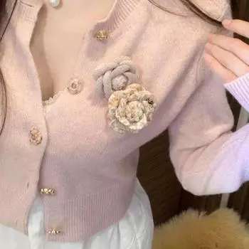 Scarf Buckle Camellia Brooch Cute Rhinestone Collar Pins Exquisite Flower Pin Party Style 7