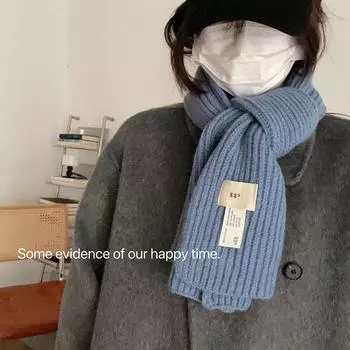 Scarf designer niche macaron candy solid color cross wool fashion ins knitted scarf I