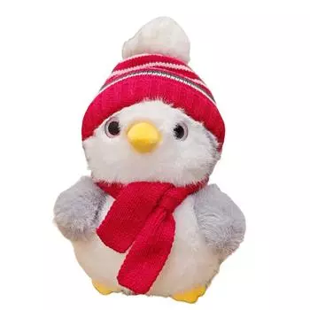 Scarf Hat Penguin Design Animal Playful Toy Couple Plush Toys Decoration Room Red