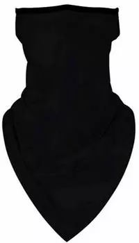 [Scarf Shack] Unisex Bandana Face Cover Scarf Face Rave Balaclava Neck Gaiter with Ear Loop, Wind Bike Cover, Black Free Size