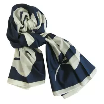 Scarf Stole Cotton Silk Jahha Nokturno 114cm x 114cm [Marimekko] [Item] синий