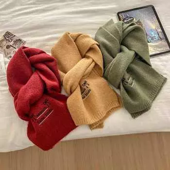 Шарф женский зимний шерстяной смеси Tide Student Sense Of Luxury вязание теплый шейный платок Tide бежевый