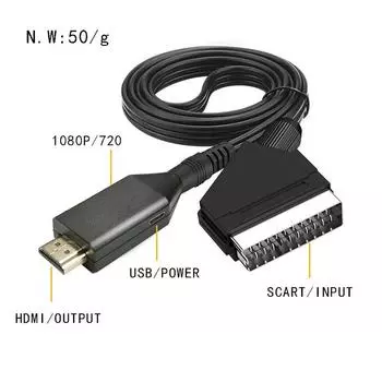 Scart в конвертер с кабелем Scart In Out HD 720P/1080P Switch Видео Аудио конвертер Адаптер для HDTV DVD B
