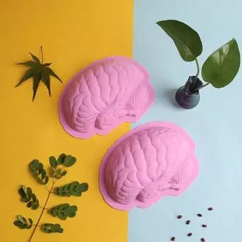 Scary Brain Silicone Mold Body Parts Human Brain Cake Mould DIY Pudding розовый