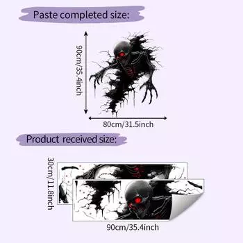 Scary Broken Halloween Wall Skeleton Office Living Room Home Decor Stickers