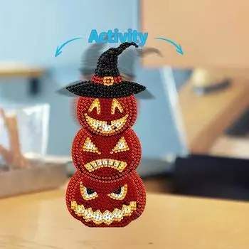 Scary Pumpkin Acrylic Special Shape Diamond Painting Bobblehead 3 Pumpkin Diamond Painting Desktop Ornaments Kit for Art Crafts