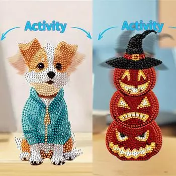 Scary Pumpkin Acrylic Special Shape Table Top Diamond Painting Ornaments Diamond Painting Desktop Ornaments Kit for Home Office