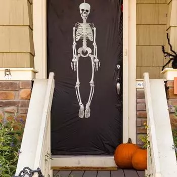 Страшный череп скелета Реалистичный подвижный скелет Реквизит Страшно Создайте атмосферу Украшения на Хэллоуин 90cm