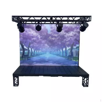 Сцена для демонстрации красочной модели гаража Blue Purple