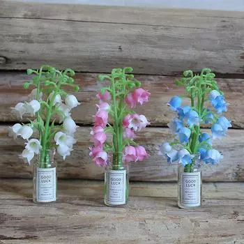 Сцена из кукольного домика Модель своими руками Миниатюрное горшечное растение Колокольчик Ландыш Украшения синий