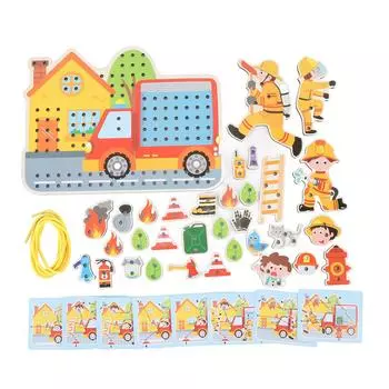 Сцена пожара деревянные шнуровки фигурки образовательные раннее обучение деревянная шнуровка игрушка для детей