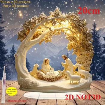 Сцена Рождества, 2D Плоская, Богемское Акриловое Настольное Украшение, Подходит для Гостиной, Офиса, Подарки, Рождество 20cm