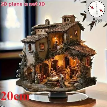 Сцена Рождества, богемный стиль, плоский акрил 2D, настольное украшение, для гостиной, офиса, подарки, Рождество, Пасха, Хэллоуин 20cm