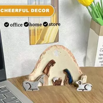 Сцена Рождества Христова смоляная фигурка Иосиф Дева Мария животное Иисус рождение хлева статуя скульптура домашний офис настольное украшение орнамент 1pc
