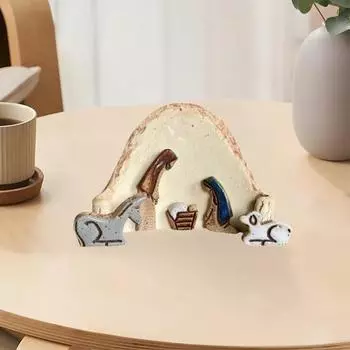 Сцена Рождества Христова Смоляная Статуэтка Иосиф Дева Мария Животное Рождение Иисуса Статуя Конюшня Скульптура