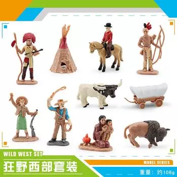 Сцена Симуляции Костюм Дикого Запада Модель Персонажа Вождь Воин Ковбой Индианка Палатка Игрушка