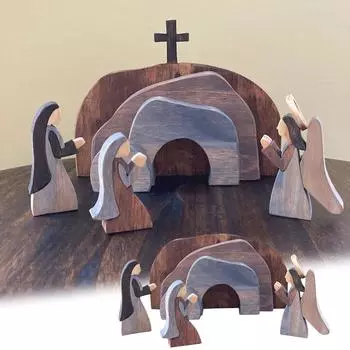 Сцена Воскресения Пасхальная Сцена Воскресения Деревянное Украшение One Size коричневый