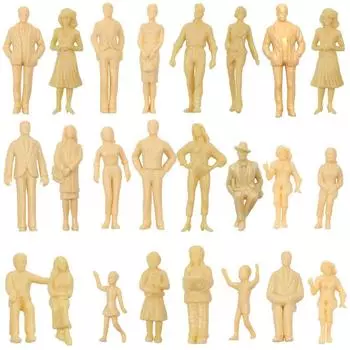 Scene Collection Human Doll Person Human Figure Unpainted 24 Pieces Miniature Garden Decoration Railway Model Building Model Diorama Educational DIY