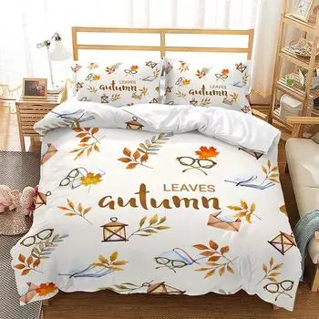 Scenic Eiffel Tower Gold Autumn 3D Digital Printed Bed Three Piece Quilt Kit 135 * 200 (two-piece set) 90g