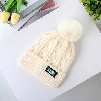 СЧАСТЛИВАЯ зимняя новая бархатная теплая шерстяная шапка корейской версии холодная шапка модная и простая маленькая вязаная шляпка average size