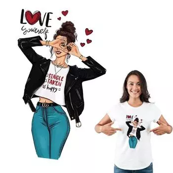 Счастливая девушка, утюг на аппликациях, новый дизайн, сделай сам, термотрансферные термонакладки «горячая слеза», поверх пудры