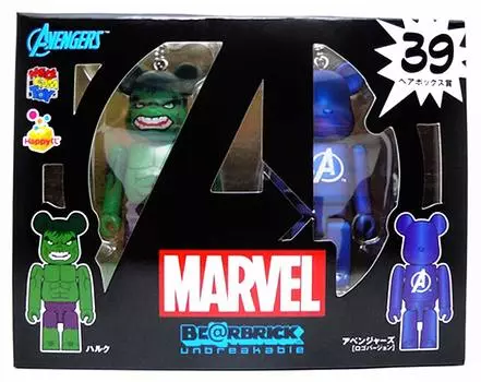 Счастливая лотерея MARVEL Marvel Bearbrick Pair Box Приз Халк Мстители BE@RBRICK 39. & (Версия логотипа)