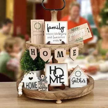 Счастливая семья на ферме многоярусный поднос украшение креативное украшение рабочего стола орнамент домашний декор ремесло One Size