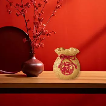 Счастливая сумка-копилка, статуэтка, контейнер для денег, фэншуй, украшение, хранение Gold Height 15cm