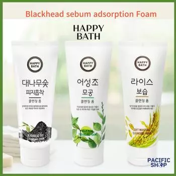 [Счастливая ванна] Древесный уголь, рисовая влага, очищающая пенка на травах Houttuyniae, 200 г Charcoal 200g