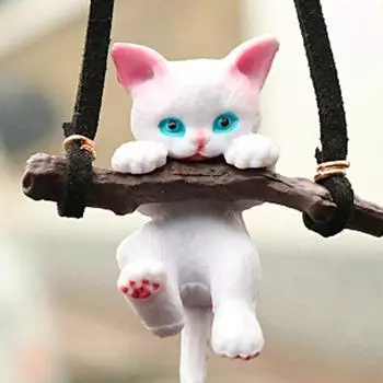 Счастливое автомобильное украшение для женщин и мужчин, кулон с зеркалом заднего вида в виде кошки, милая ветка, игрушки для кошек, подарочные автомобильные аксессуары