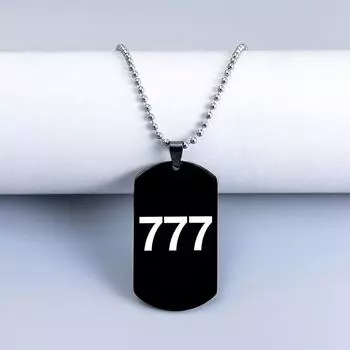 Счастливое число семь в стиле хип-хоп, черная подвеска из нержавеющей стали 777, ожерелье с биркой, ювелирные изделия чёрный