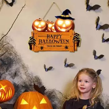 Счастливого Хэллоуина деревянный знак, тыква в шляпе деревянный знак, подходит для дома, стены, комнаты, кафе, магазина, вечеринки, праздничного украшения