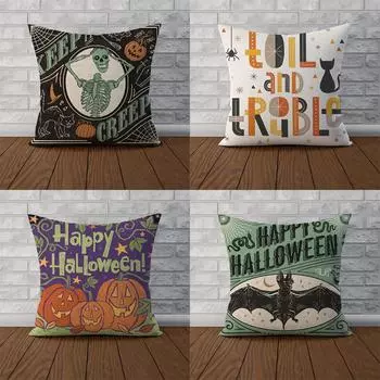 Счастливого Хэллоуина, украшения для праздничной вечеринки, череп, летучая мышь, тыква, наволочка, подходит для украшения дома, гостиной, дивана, комнаты 40x40cm