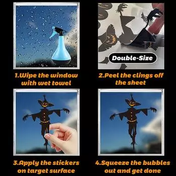 Счастливого Хэллоуина украшения окна наклейки страшные черные летучие мыши призраки наклейки окна клеятся для украшения вечеринки Хэллоуин