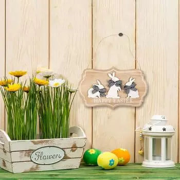 Счастливого пасхального кролика, домашний деревянный орнамент, знак, пасхальная вечеринка, дверь, настенные деревянные подвески для пасхального кролика, товары для вечеринок