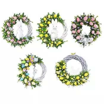Счастливого Пасхального кролика, гирлянда для дома, на открытом воздухе, садовая дверь, украшение на стену, искусственный пасхальный кролик, венок, подвесное украшение 40 см