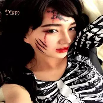 Счастливого праздника! 3D Хэллоуин Кровавый шрам Временная татуировка Наклейка Косплей Боди-арт Макияж Наклейка Праздничные принадлежности 9#