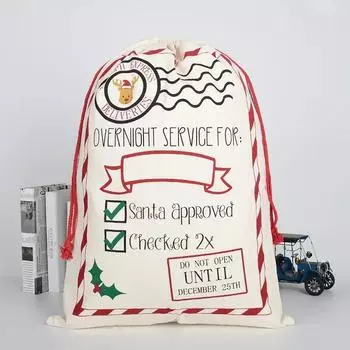 Счастливого Рождества Холщовые подарочные мешки на шнурке Новогодний подарок Мешки Санты Персонализированный мешок Санты Большой мешок Санта-Клауса D