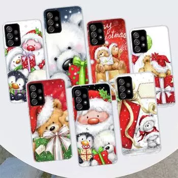 Счастливого Рождества милый медведь подарочный чехол для телефона Samsung Galaxy A53 A52 A73 A72 A12 5G A13 A22 A23 A32 A33 A02S A03S A42 A43 A50S C Samsung A52