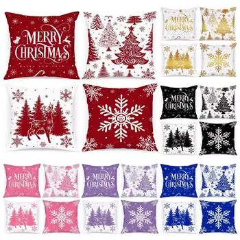 Счастливого Рождества, Наволочка для подушки, 18 X 18 дюймов, Зимний праздник, Наволочка для украшения дивана, Рождественская елка One Size
